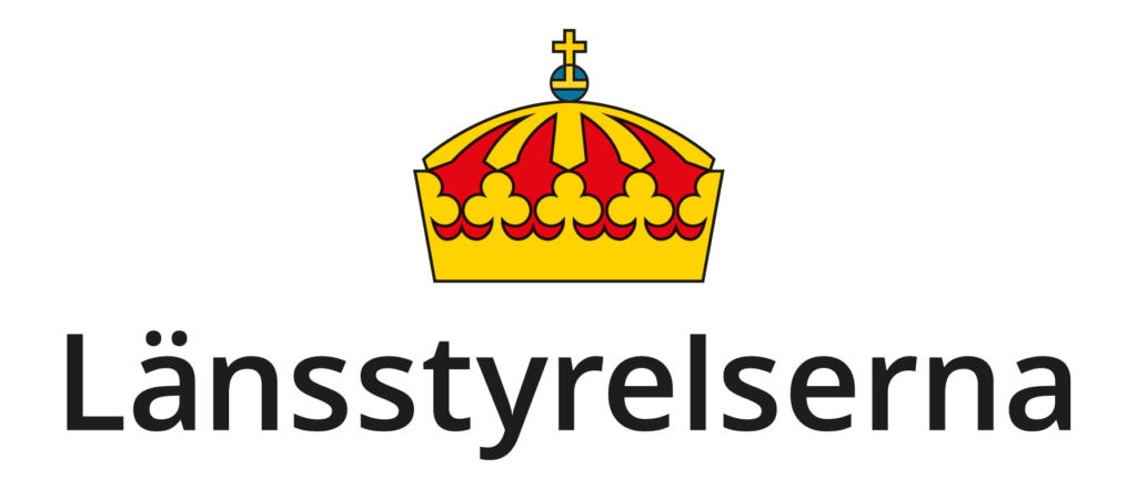 Länsstyrelsernas gemensamma logotyp. Överst är en krona (av typen kungakrona) och under står det Länsstyrelserna.